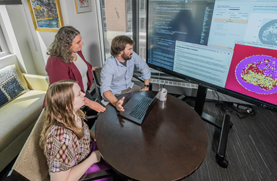 Left to right, Jeanette Johnson, PhD, Elana Fertig, PhD, and Daniel Bergman, PhD